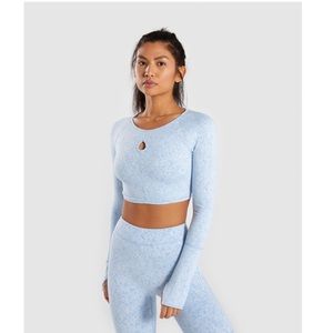 FLEUR TEXTURE LONG SLEEVE CROP & LEGGINGS SET